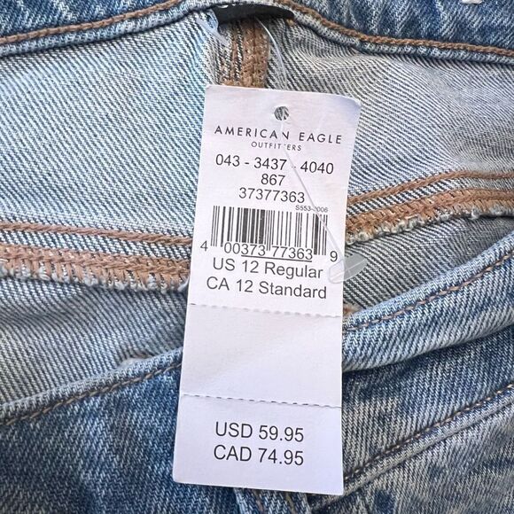 NWT American Eagle stretch raw hem women’s festival wide leg jeans. Size 12 Reg - Picture 7 of 14